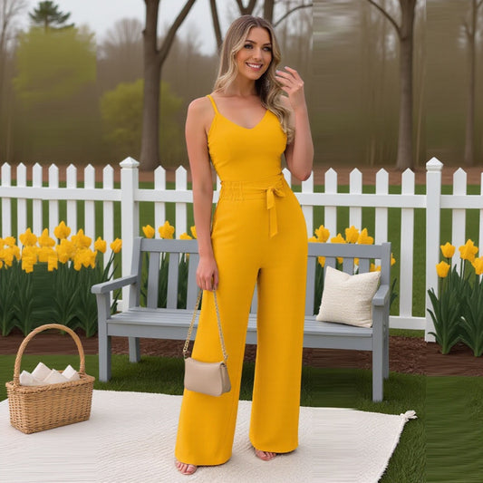 Petite Plunge Neck Cut Out Jumpsuit