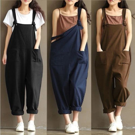 Women Loose Solid Jumpsuits