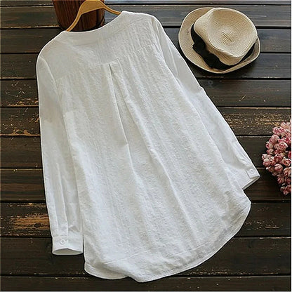 Elegant V Neck Embroidery Loose Shirts