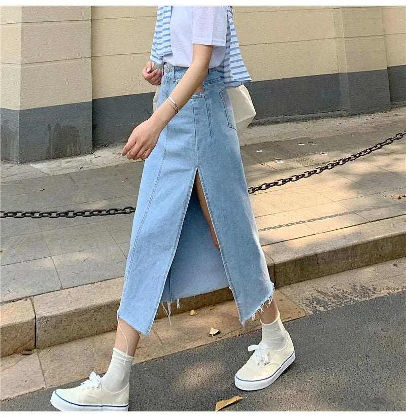 Midi Denim Skirts