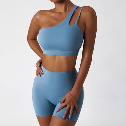 One Shoulder 2-piece Sports Suits