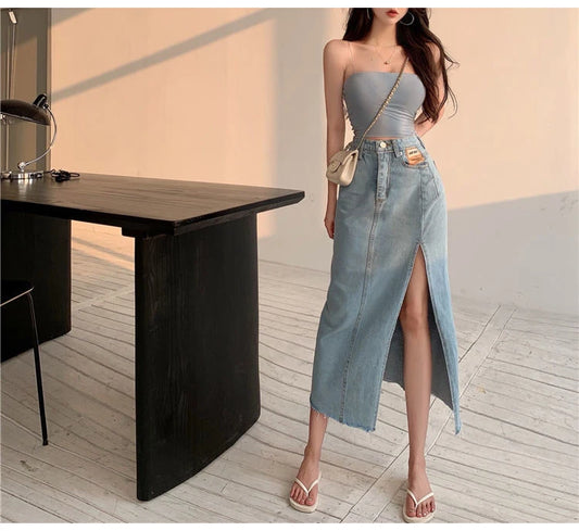 Midi Denim Skirts