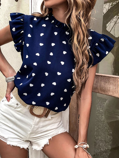 Ruffled Short Sleeve Blouse